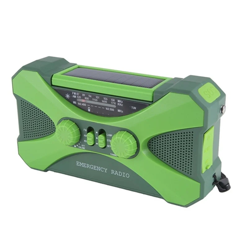 B48B-5200Mah Emergency Radio, Solar Hand Crank Radio Portable Radio With Phone Charger LED Flashlight Outdoor Emergency