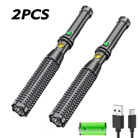 Baseball Bat LED Self-defense Flashlight telescopic Zoom Super Bright Self Defense Mace Light Tactical Baton Emergency Torch